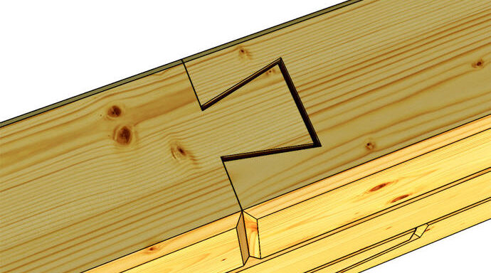 Соединение бруса "сковороднем" или "ласточкин хвост"