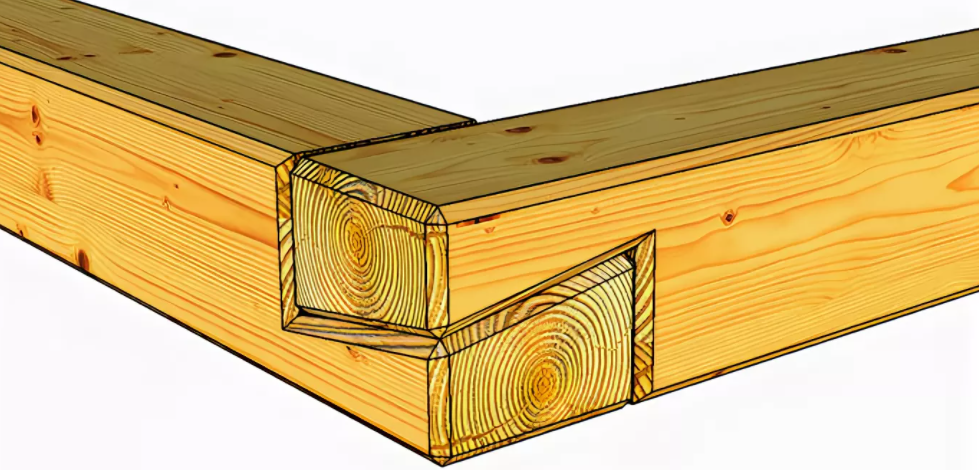 Соединение бруса "в лапу"